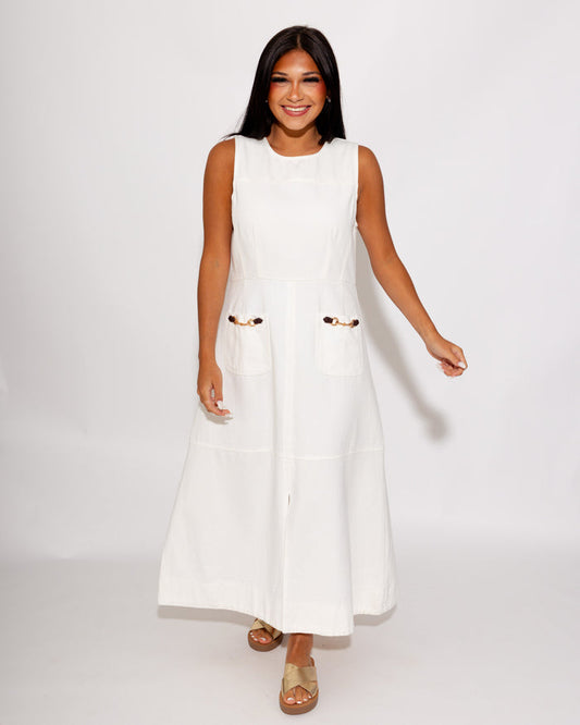 Polished Sleeveless Horsebit Midi Dress