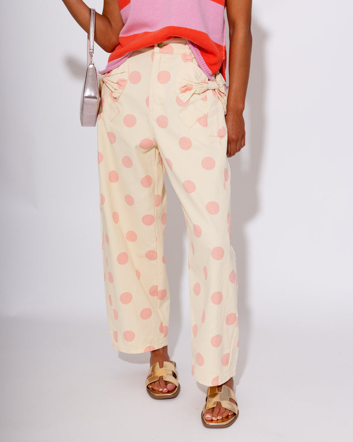 Polka Dot Barrel Jeans in Pink