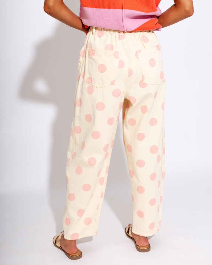 Polka Dot Barrel Jeans in Pink