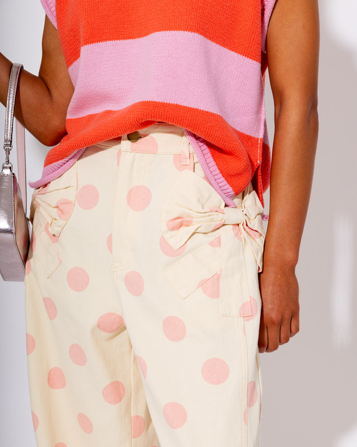 Polka Dot Barrel Jeans in Pink