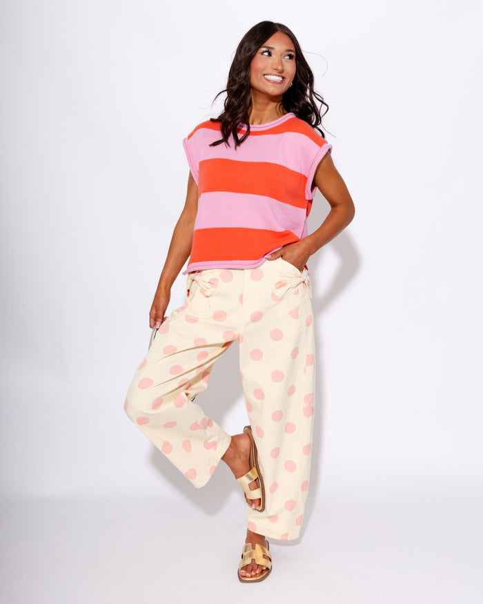 Polka Dot Barrel Jeans in Pink