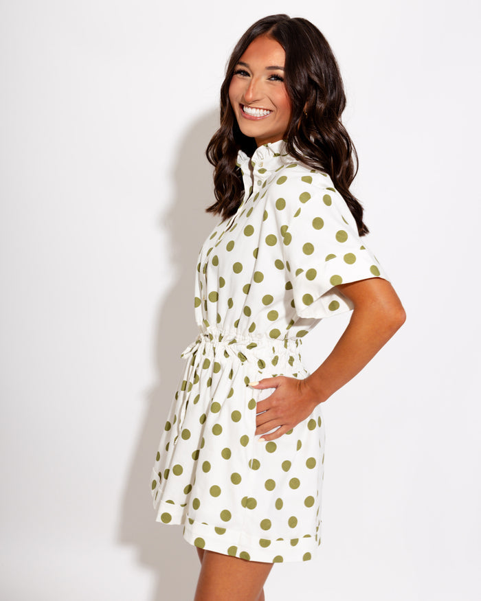 Polka Dot Cinched Waist Romper