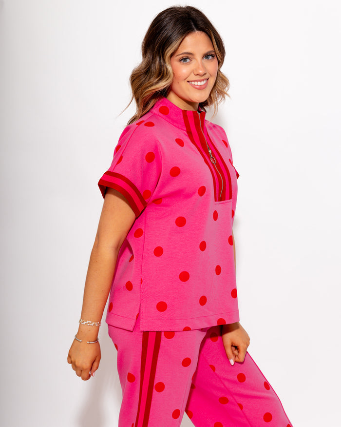 Polka Dot Lounge Set in Hot Pink