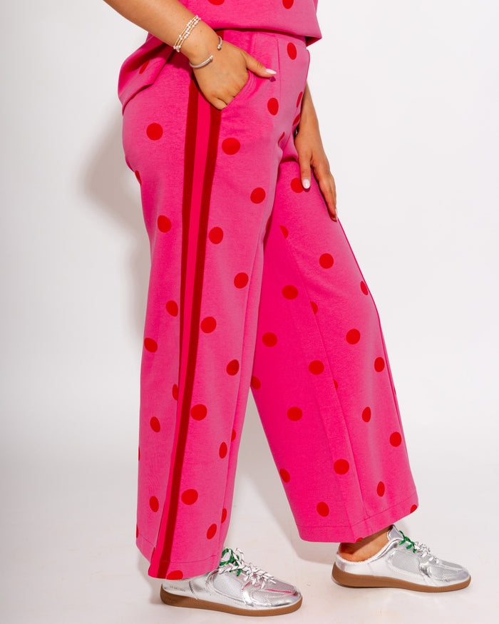Polka Dot Lounge Set in Hot Pink