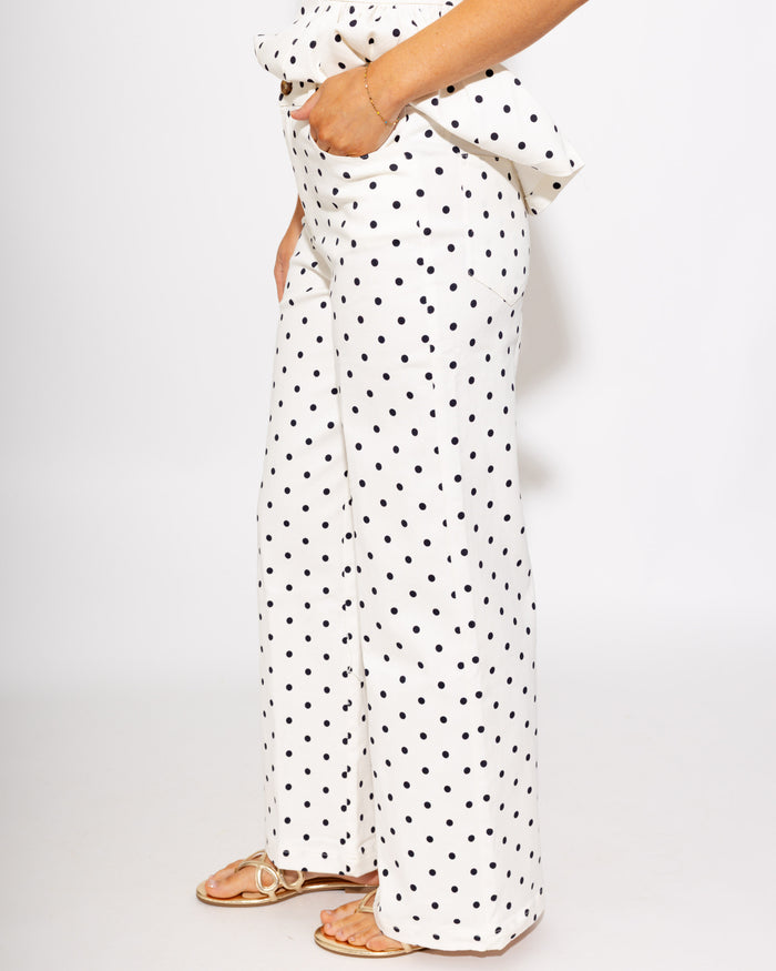 Polka Dot Peplum Top & Tailored Pants Set