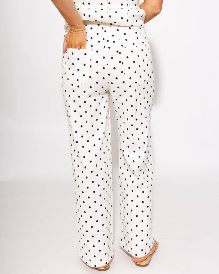 Polka Dot Peplum Top & Tailored Pants Set