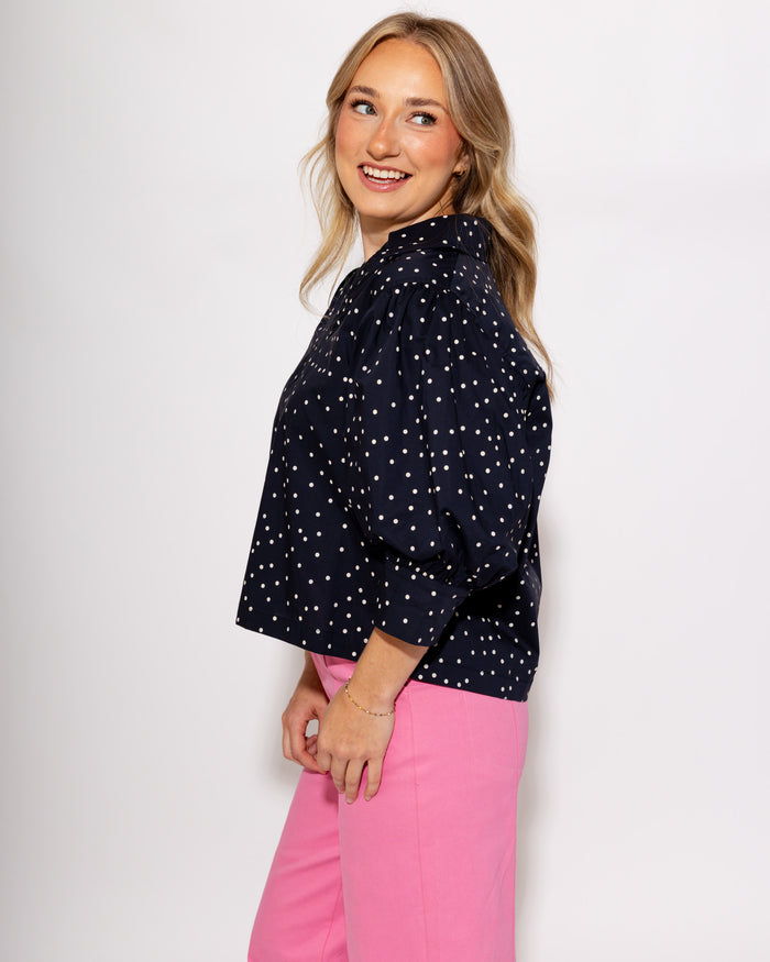 Polka Dot Puff Sleeve Top