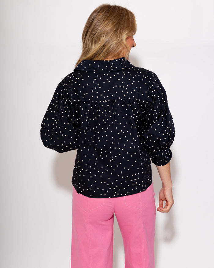 Polka Dot Puff Sleeve Top