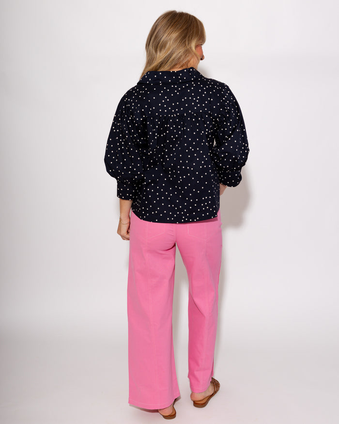 Polka Dot Puff Sleeve Top