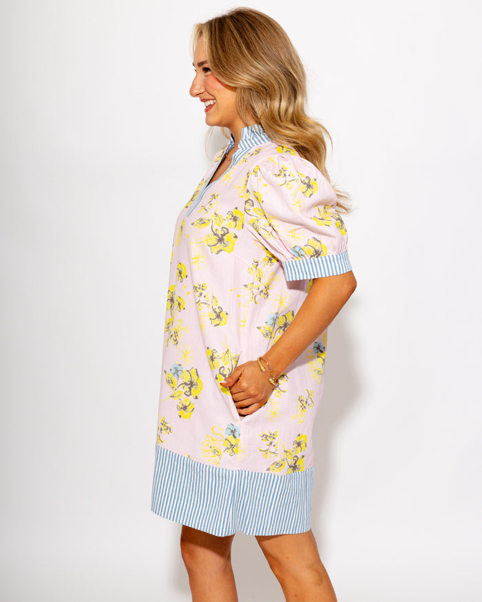 Pretty Petals Contrast Trim Dress