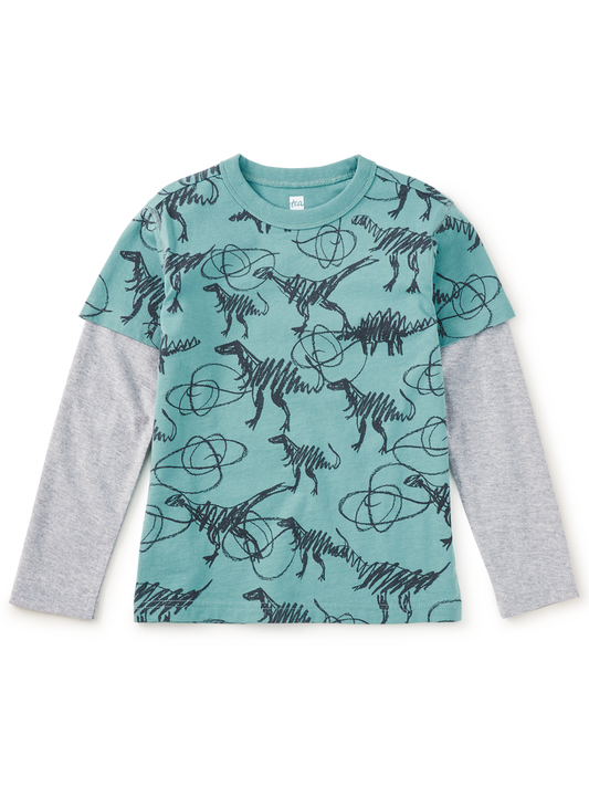 Printed Layered Sleeve Tee