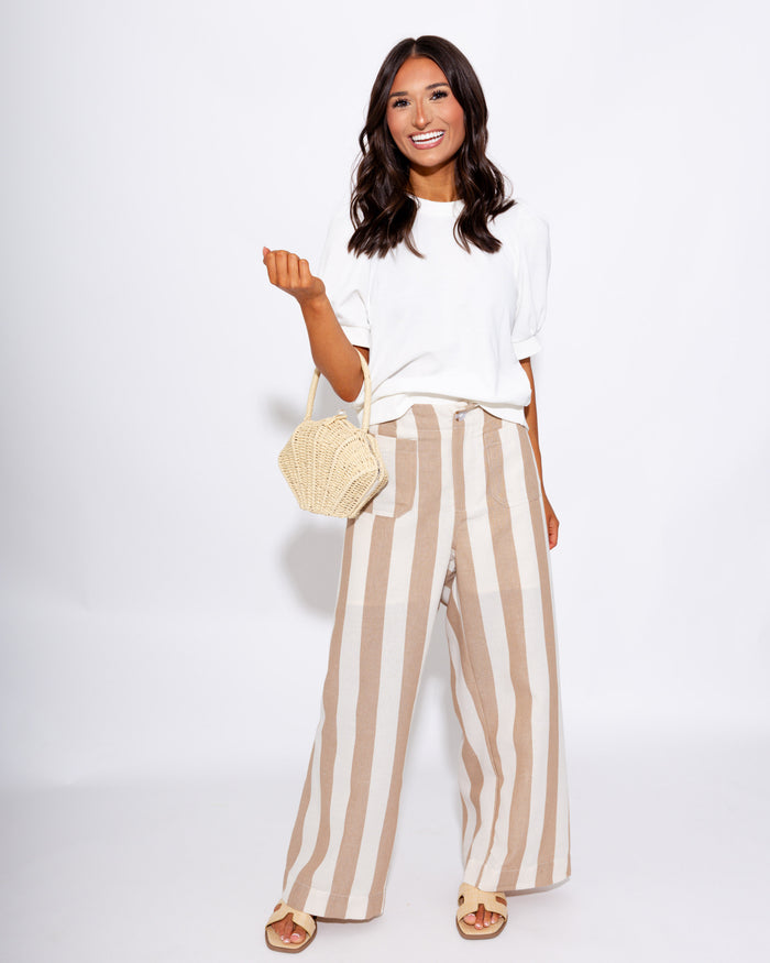 Puff Sleeve Pullover Top in White