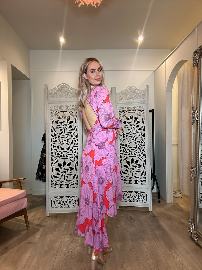 Purple Floral Wrap Dress