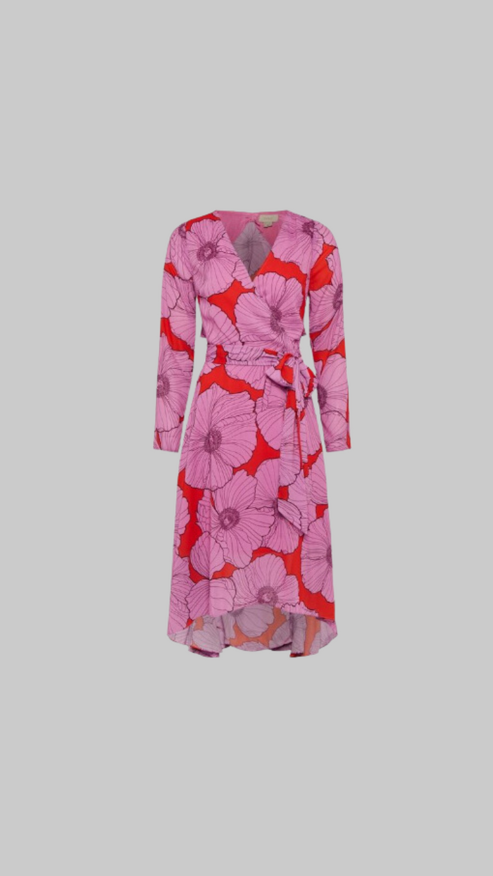 Purple Floral Wrap Dress