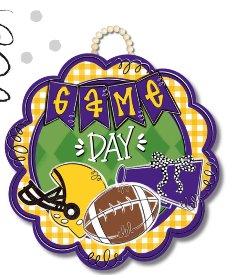 Purple & Yellow Game Day Door Hanger