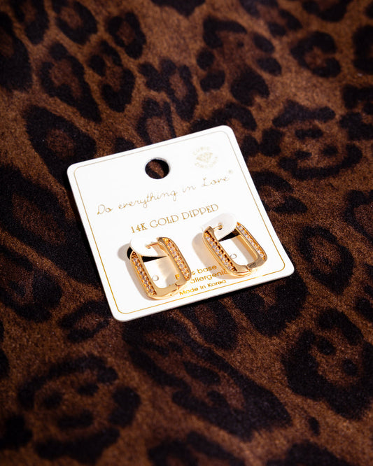 Radiant Rectangle Hoops with CZ Detailing in Gold