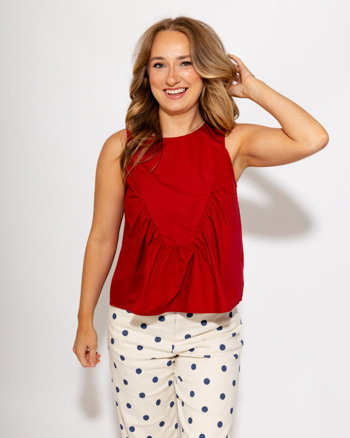 Ready to Rally Ruffle Top in Garnet