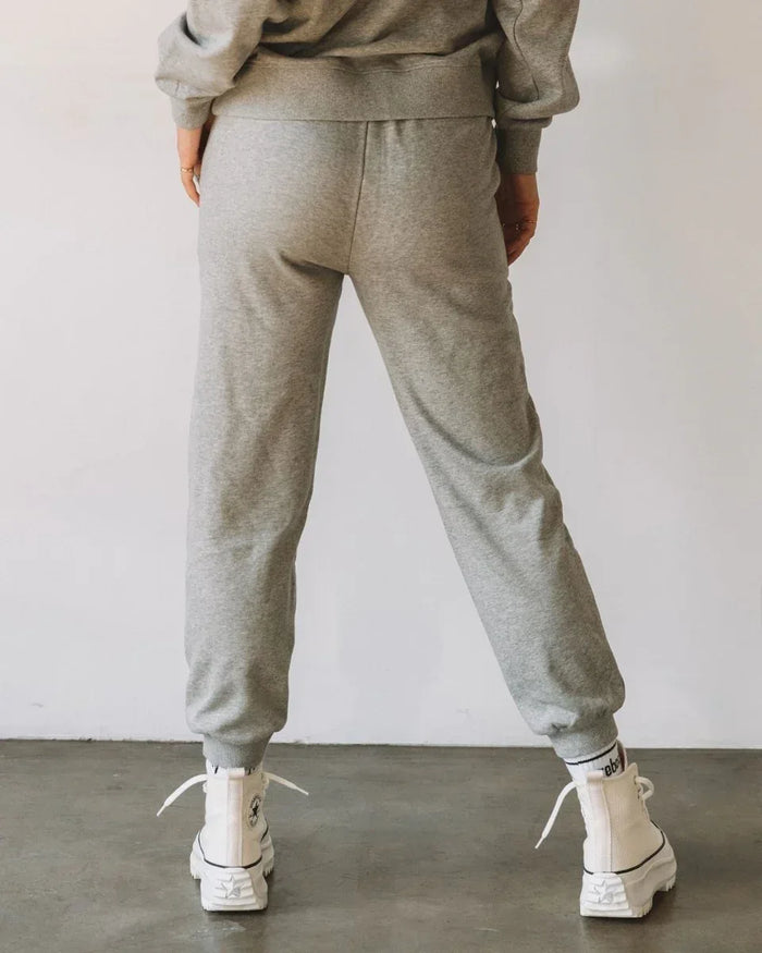 Rebody French Terry Sweatpants for Women - 7/8 Inseam, Baggy Fit, Pockets, Drawstring - Allen-Fitness