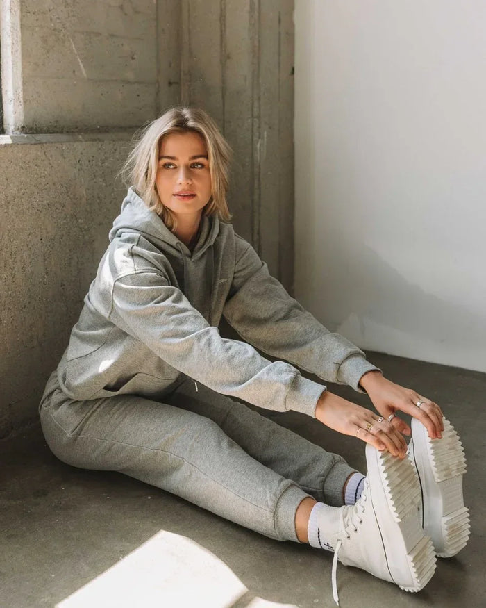 Rebody French Terry Sweatpants for Women - 7/8 Inseam, Baggy Fit, Pockets, Drawstring - Allen-Fitness