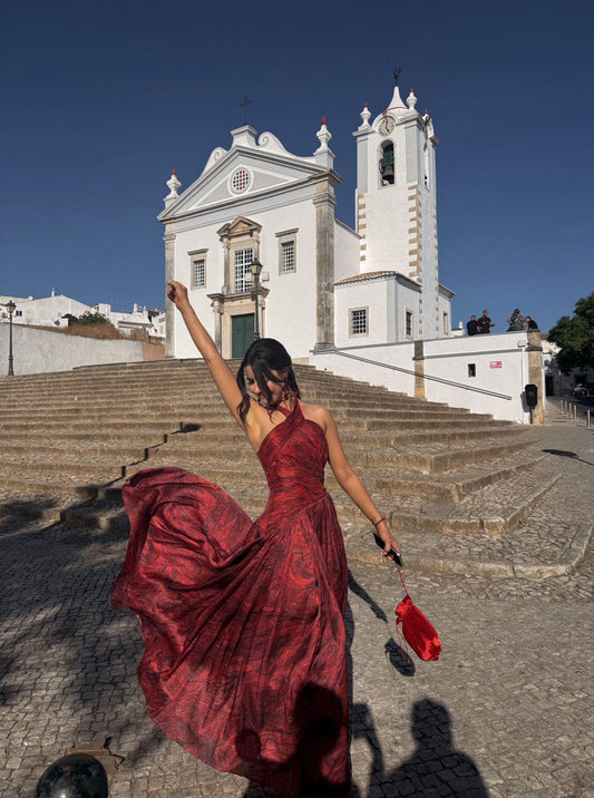 Red Patterned Maxi