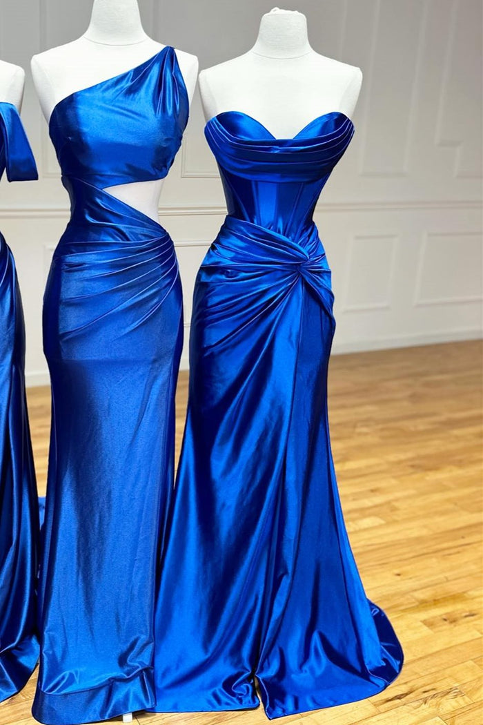 Red Strapless Twist-Front Mermaid Long Dress with Slit