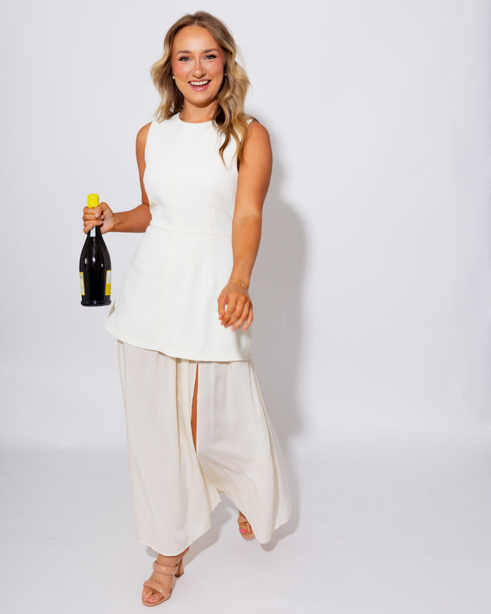 Refined Layered Look Midi Dress