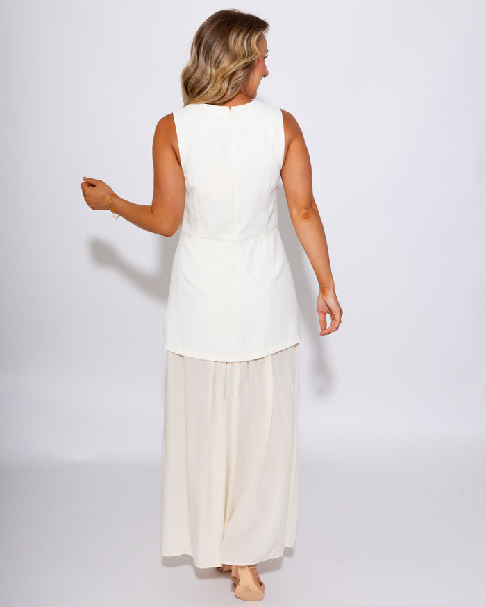 Refined Layered Look Midi Dress