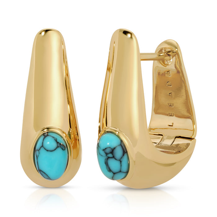 Leeada - Reve Gem Hoops - Turquoise/Gold -