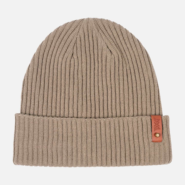 Rib Knit Cuff Beanie in Taupe/Rust, product photo 1