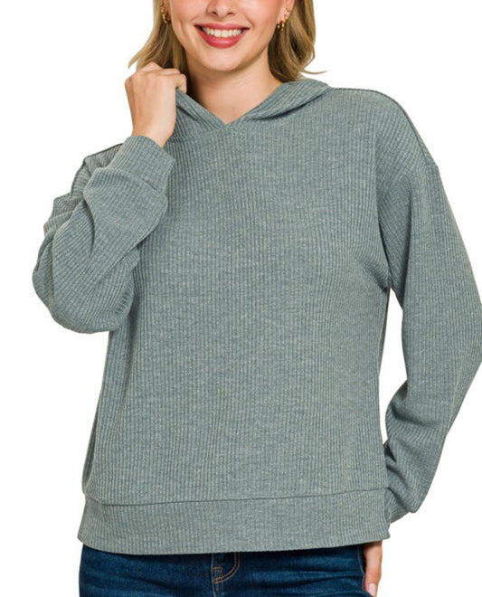 Ribbed Hoodie Pullover