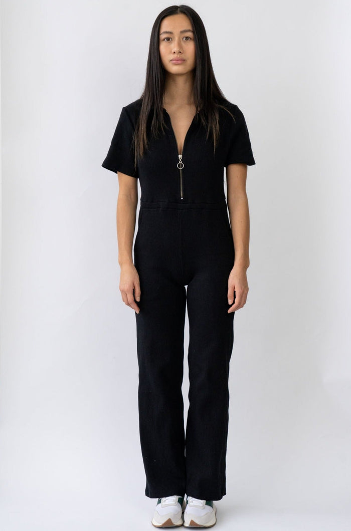 Wildflo Studio - Ribbed Polo Jumpsuit Jet -