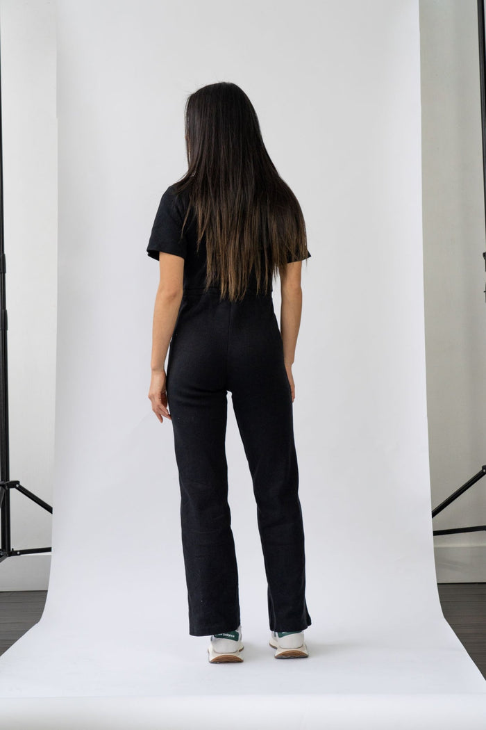 Wildflo Studio - Ribbed Polo Jumpsuit Jet -
