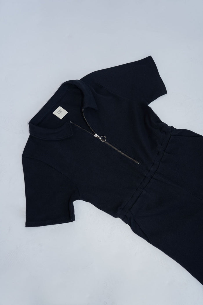 Wildflo Studio - Ribbed Polo Jumpsuit Jet -