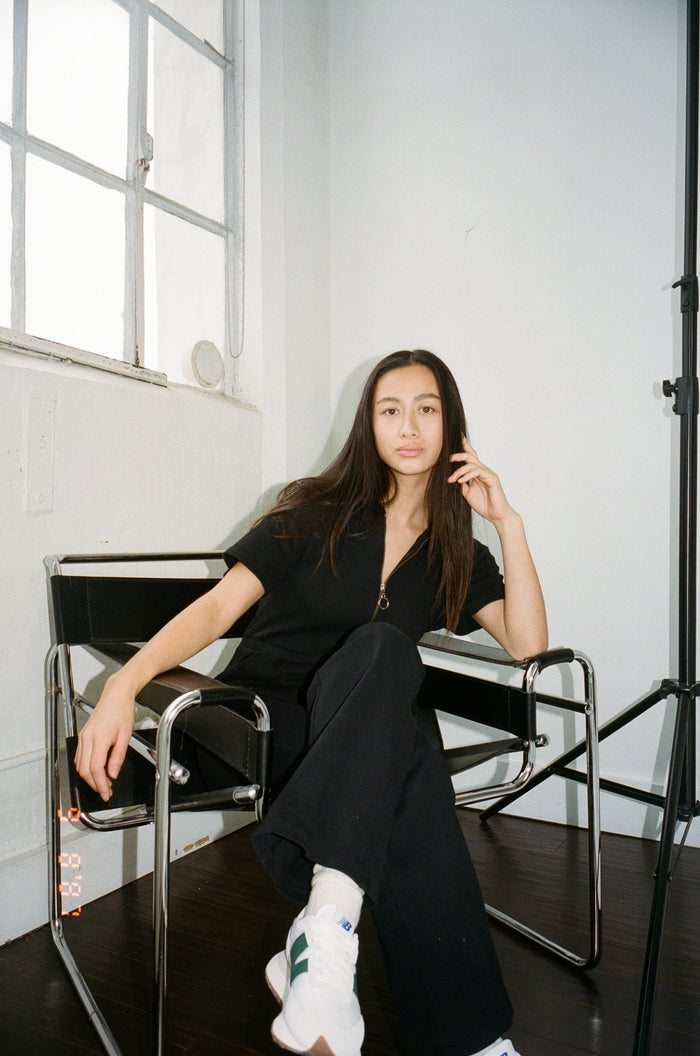 Wildflo Studio - Ribbed Polo Jumpsuit Jet -