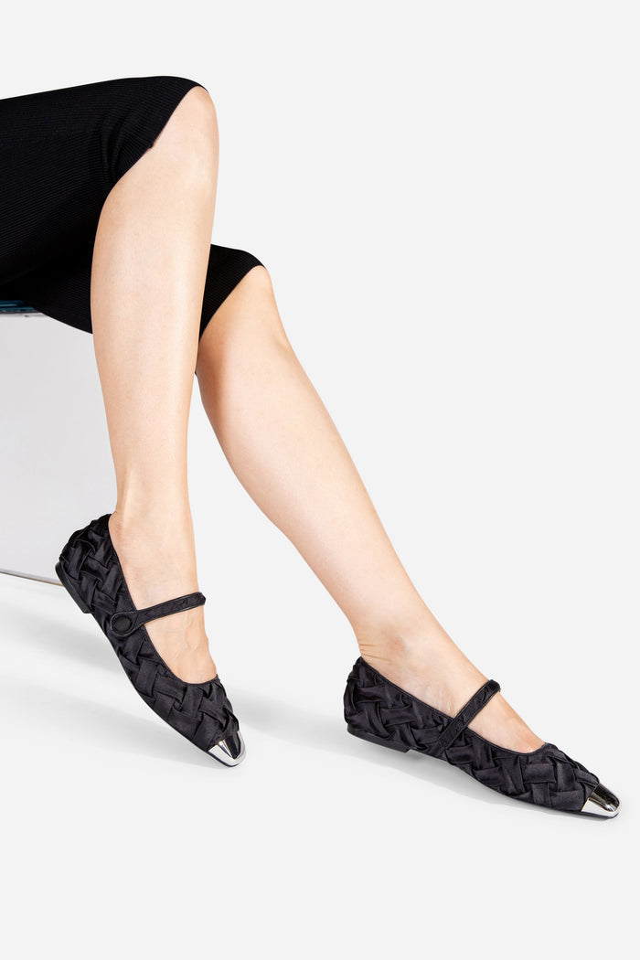 Intentionally Blank - Ribbons Satin Braided Mary Jane Flat -