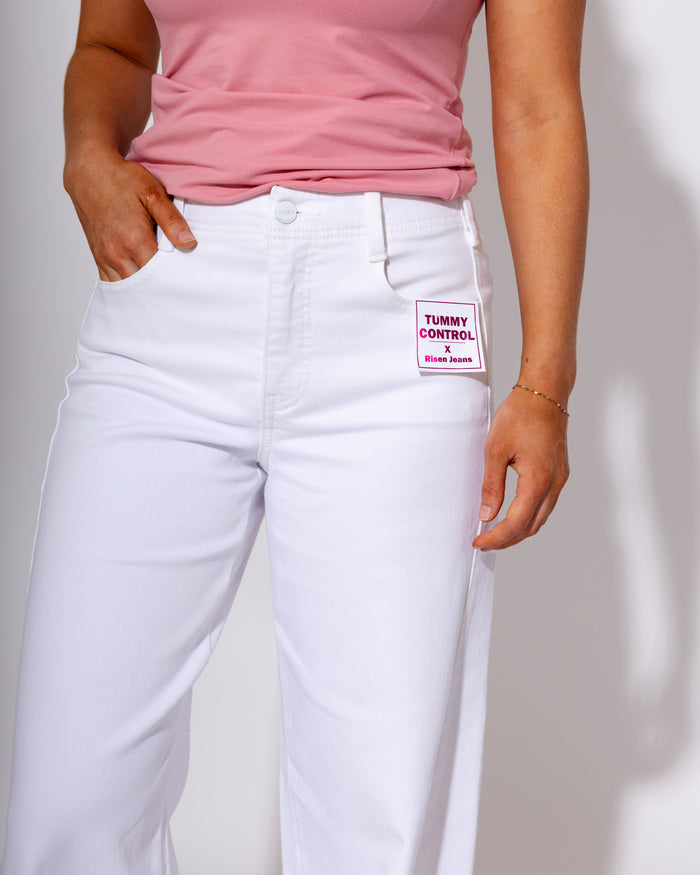 Risen | High Rise Palazzo With Frayed Hem (Tummy Control)