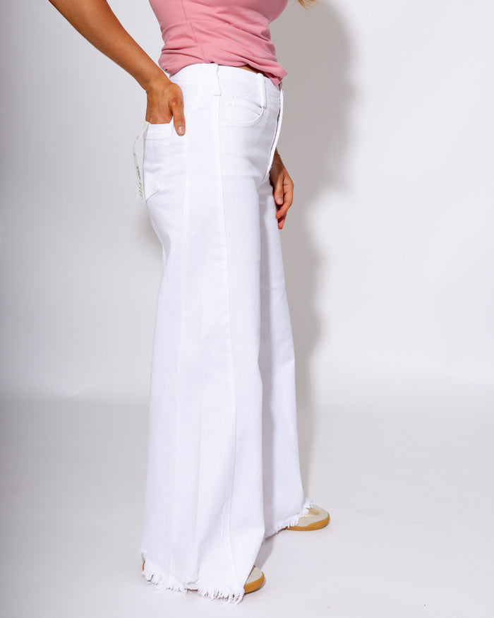 Risen | High Rise Palazzo With Frayed Hem (Tummy Control)