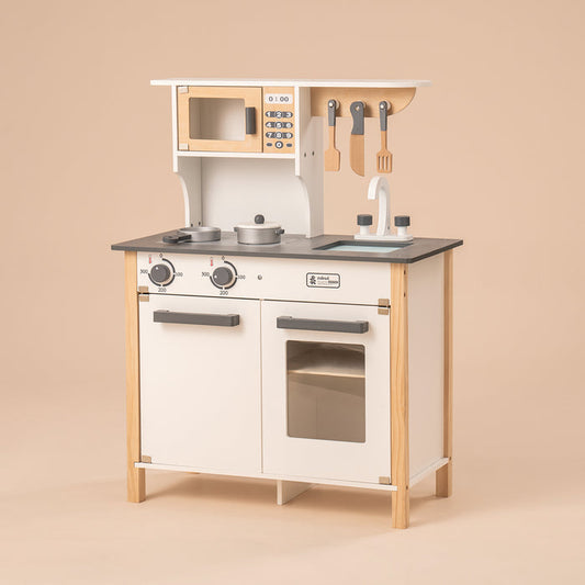 Robud, Wooden Kids Play Kitchen Playset, WG01, wooden play kitchen set, front view