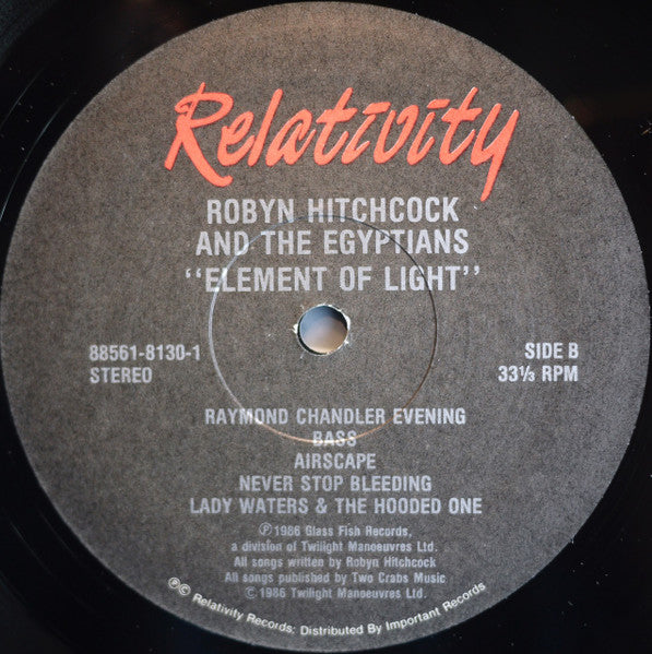 Robyn Hitchcock & The Egyptians - Element Of Light (LP) [US] 1st (Very Good Plus (VG+))