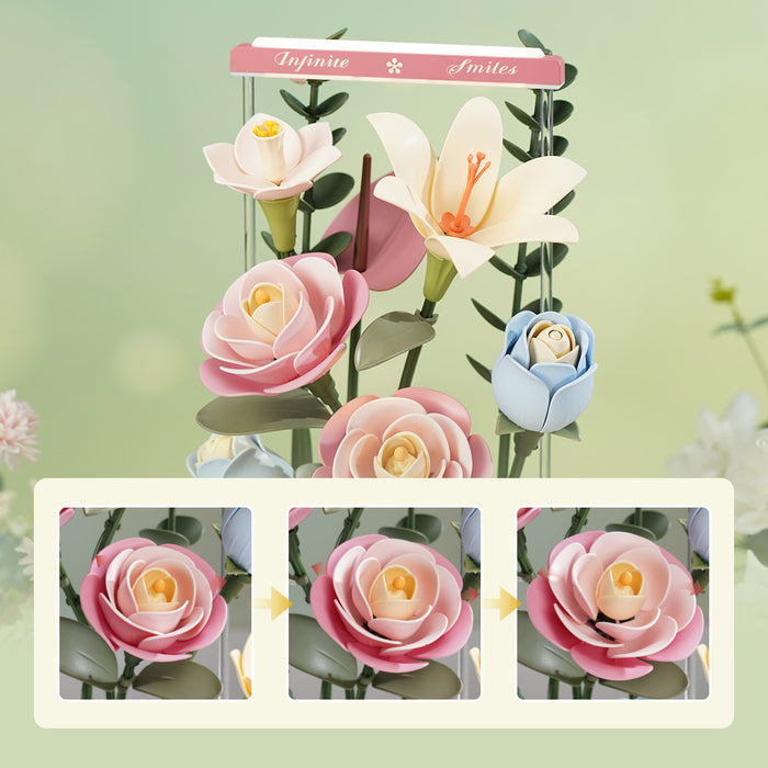 ROKR, Blooming Bouquet Box DIY, AF01D, 3D wooden bouquet box puzzle, three-quarter angle
