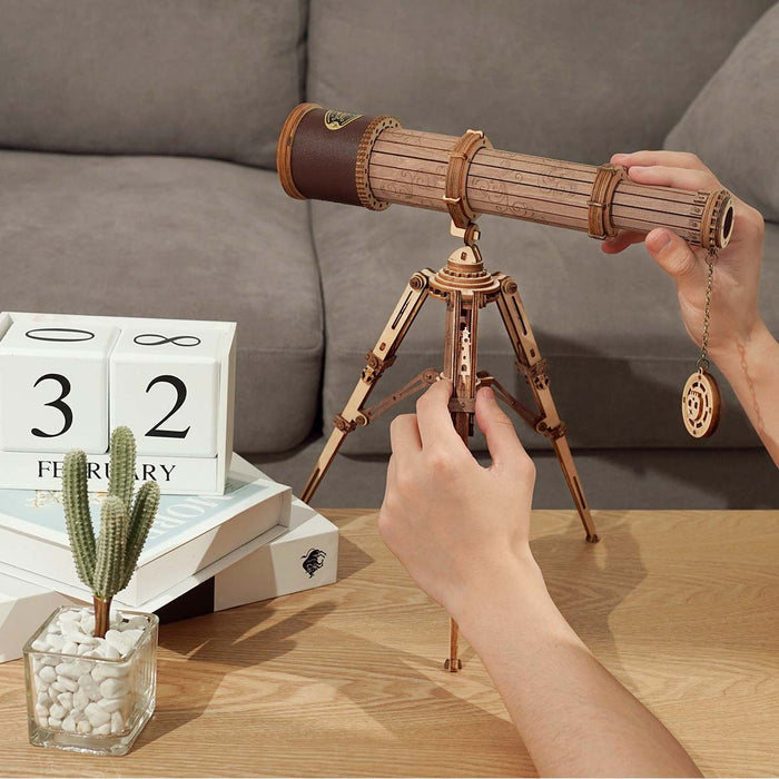 ROKR, Monocular Telescope, ST004, 3D wooden telescope puzzle, side angle