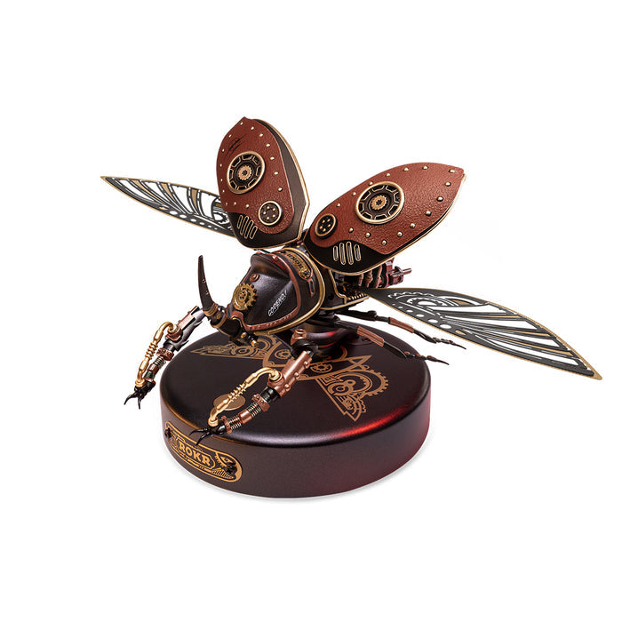ROKR, Rhinoceros Beetle Model DIY, MI01, DIY mechanical model kit, front view