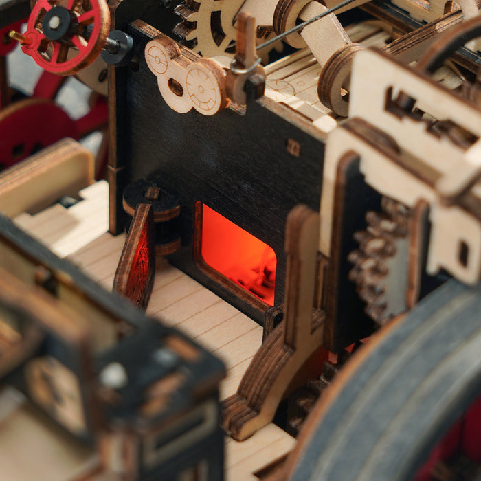 ROKR, Steam Engine, LKA01, 3D wooden steam engine puzzle, top-down view