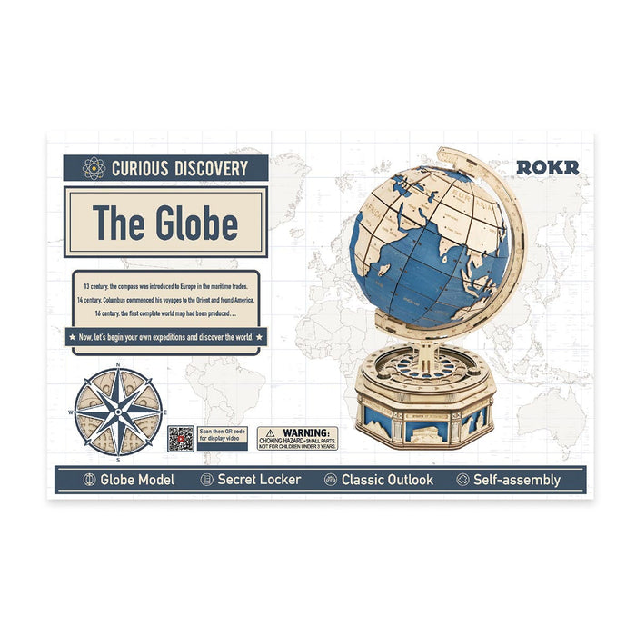 ROKR, The Globe, ST002, 3D wooden globe puzzle, lifestyle setup