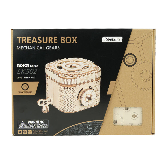 ROKR, Treasure Box Mechanical Gears, LK502, 3D wooden treasure box puzzle, top-down view