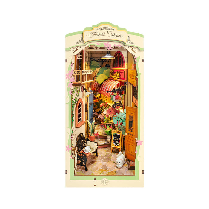 Rolife, Floral Corner, TGB09, DIY book nook kit, front view
