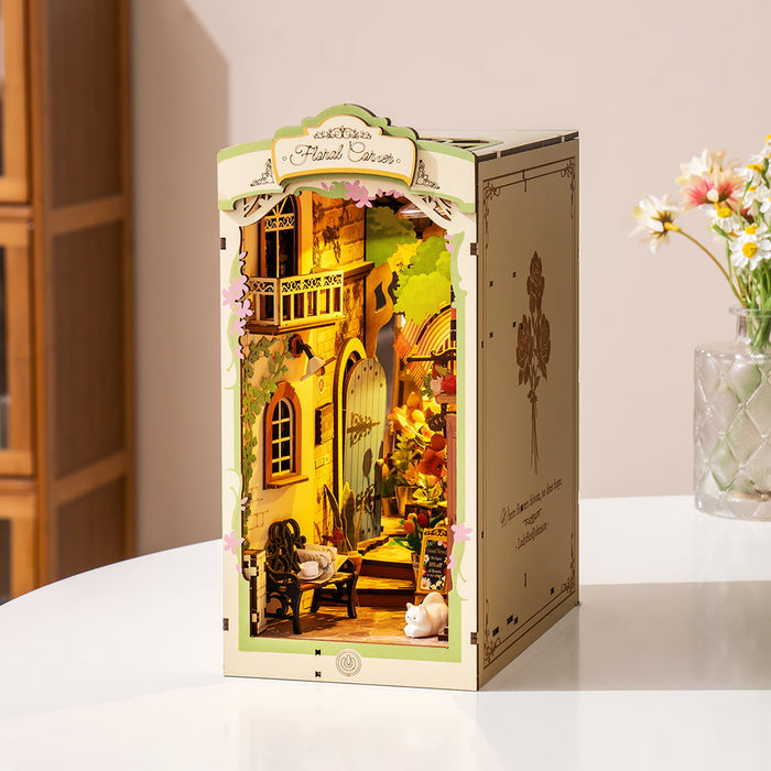 Rolife, Floral Corner, TGB09, DIY book nook kit, side angle