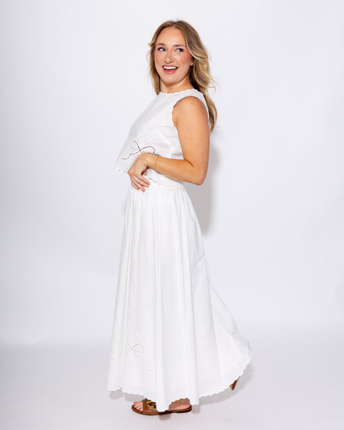 Romantic Eyelet Crop & Midi Skirt Set