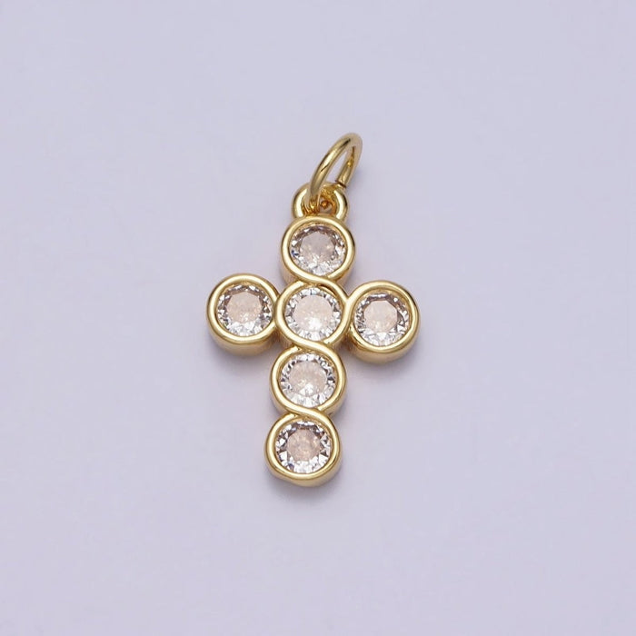 Round Crystal Cross Charm