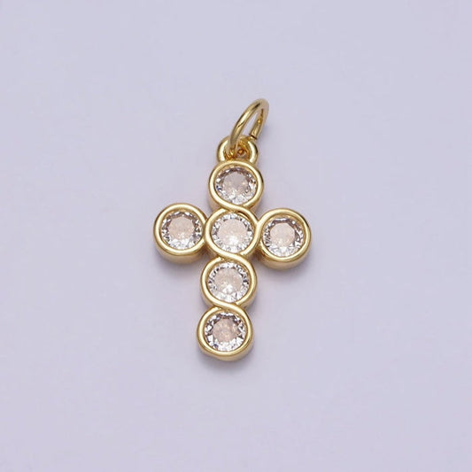 Round Crystal Cross Charm